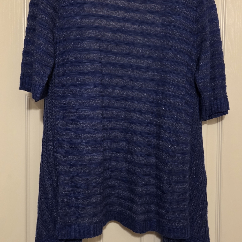 Ruby Rd. Women's Navy Open-Front Cardigan - Picture 2 of 5